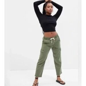 Gap Denim Easy Jean Cargo Pants Olive Green Womens XL 809570-00-1 New